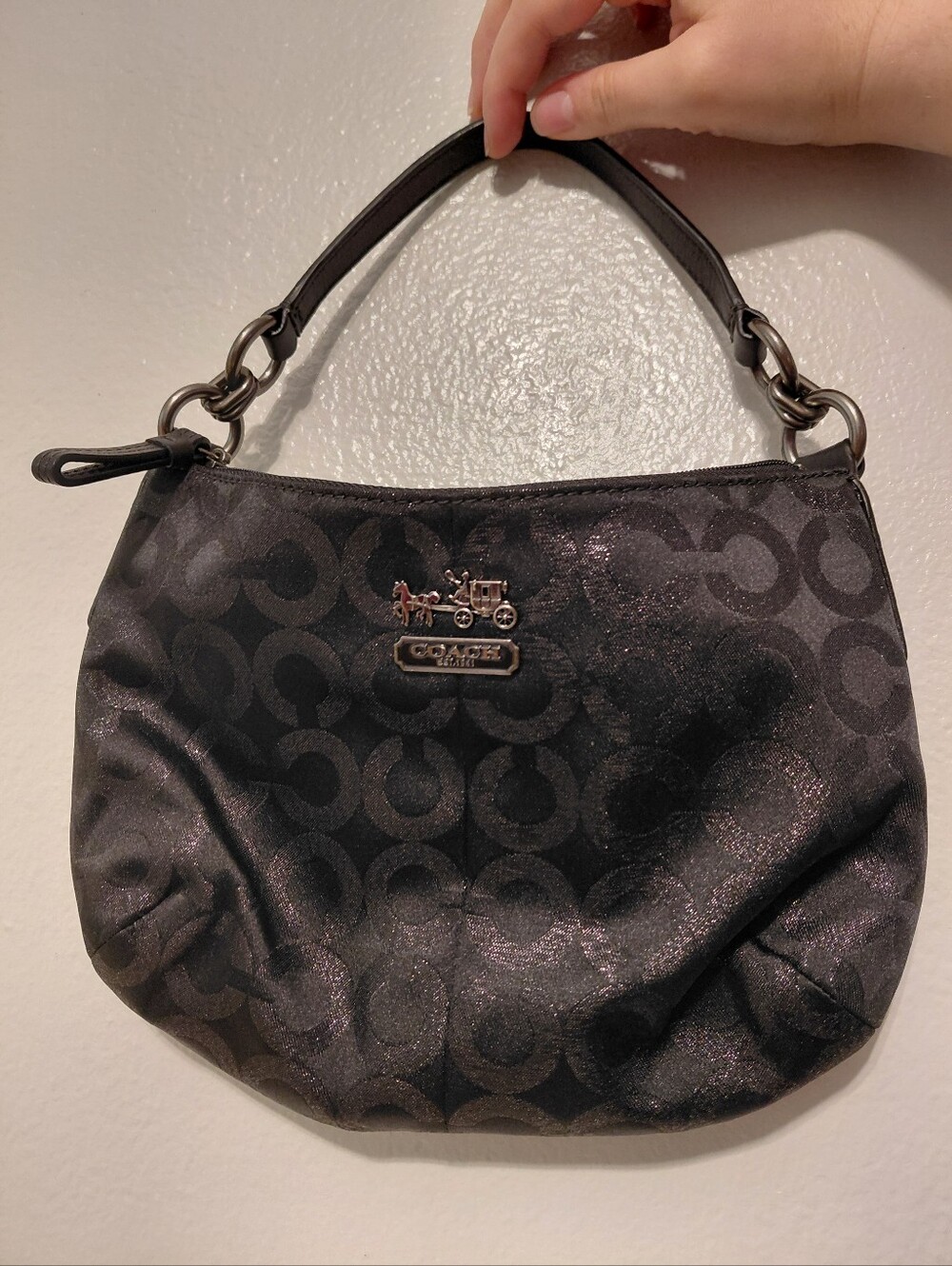 Vintage Coach Black Metallic Hobo Shoulder Bag